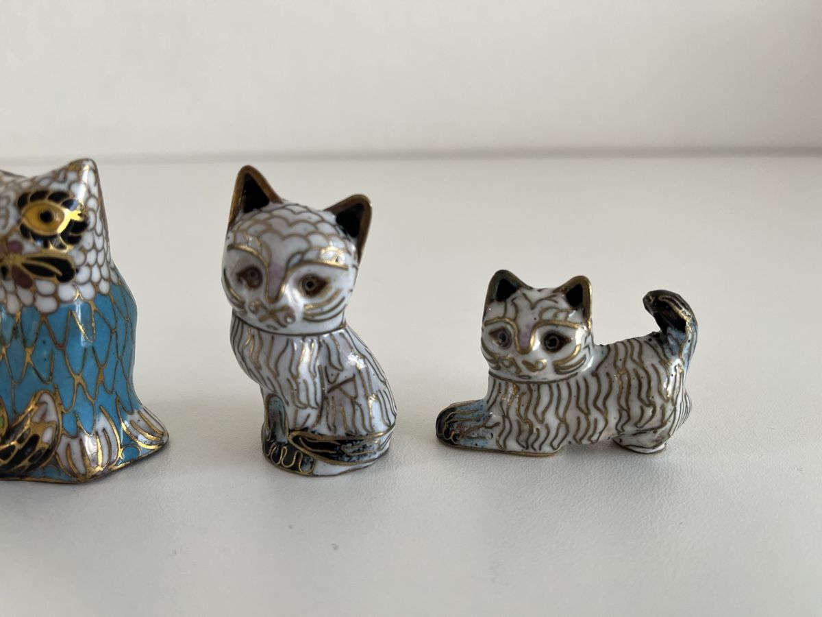 Statuette: 4 Stk. Katzen / Cloisonne – Usato da Wetzikon ZH venduto da seli03 2