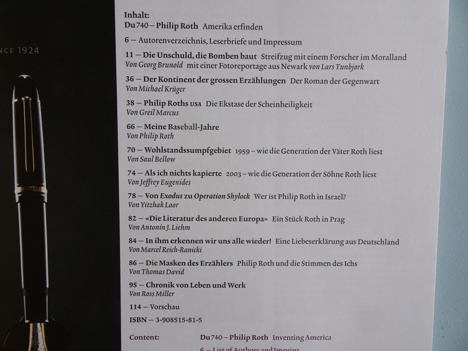 Libri: Philip ROTH - Du – Usato da Basel venduto da Kornblumen 1