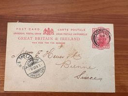 Postkarte von London nach Biel 1902  (P565)
