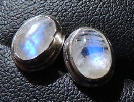 Rainbow moon stone Silber 925 Ohrstecker
