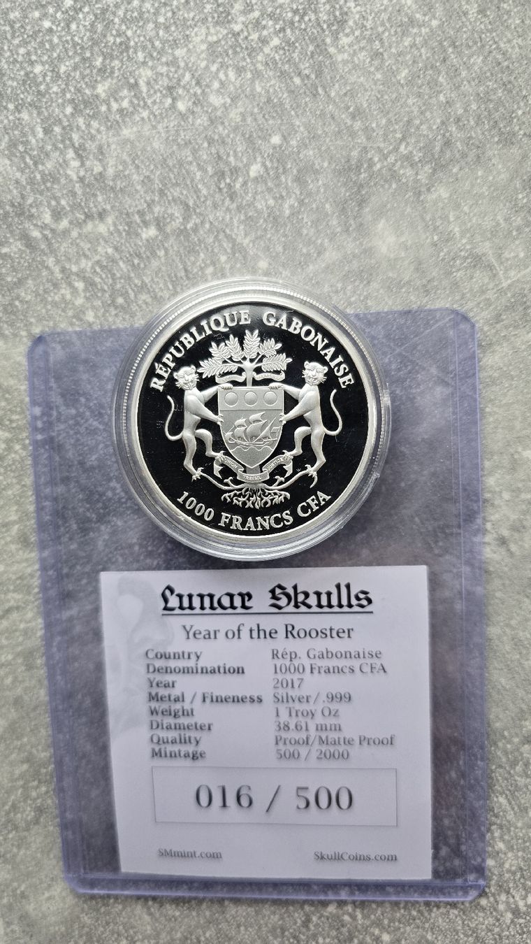 Tutti le monete: Lunar Skulls Rooster 2017 1 oz Silber Proof 016/500 – Usato da Petit-Lancy venduto da SilverCoinCoin 4