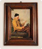 Tableau d'après Albert Anker – Lesender Bauer – 22 x 18 cm