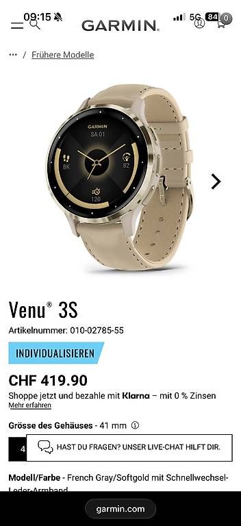 Smartwatch: Garmin Venu 3S - NEU – Gebraucht aus Basel von ila_8l6p