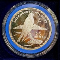 Silbermünze "Seychellenfalke. 25 Rupien.  Seychellen".