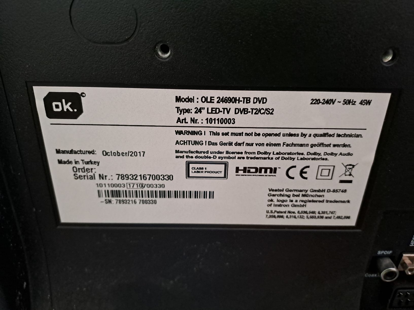 Televisori: Ok. 24" LED-TV mit DVD-Player – Usato da Schötz venduto da Alesig71 6