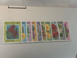 Briefmarken Aitutaki Cook Islands Blumen 10er Set post