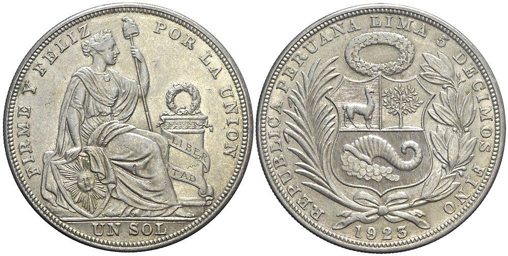 Alle Münzen: Peru, 1 Sol 1923 (002) – Gebraucht aus Chiasso von Novamarketing