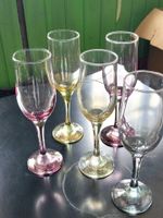 5 Sektgläser farbig harmonisch kombiniert 21 cm x 6 cm