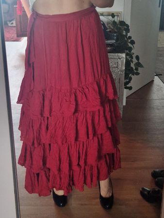 Langer Flamenco Maxirock Wickelrock von Revolve Tularosa Rot