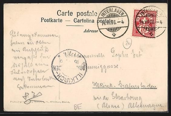 Cartoline postali: AK Interlaken, Ortsansicht mit Unterseen – Usato da Berlin venduto da bartko-reher 1
