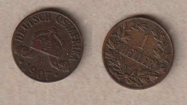 Alle Münzen: Deutsch Ostafrika, Heller 1907 J – Gebraucht aus Allschwil von Coinfreak