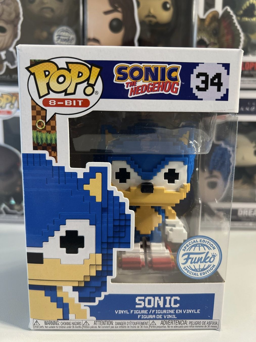 Funko Statuette: Funko POP! 8-Bit Games Sonic the Hedgehog Sonic Limitée – Nuovo e nell'imballaggio originale da Le Mouret venduto da perfectbijou