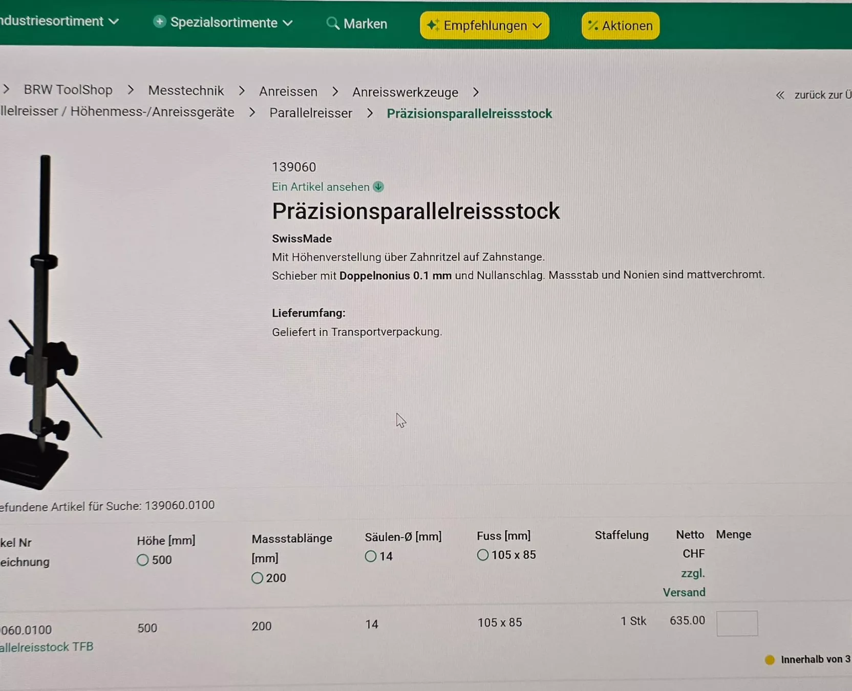 Tutti gli attrezzi: Parallelreisstock TFB – Nuovo e nell'imballaggio originale da Thalwil venduto da ed71