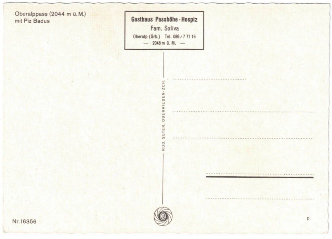 Cartoline postali: Oberalp - Skilift Calmut – Usato da Binningen venduto da Mountainrider 1
