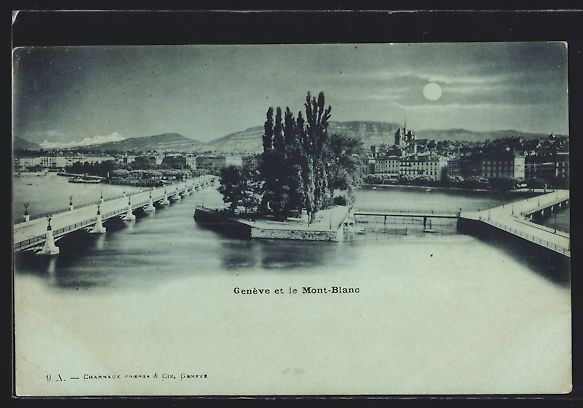Cartoline postali: Mondschein-AK Genève, Panorama et le Mo – Usato da Berlin venduto da bartko-reher