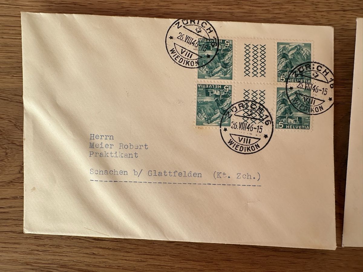 Alle Briefmarken: 2x Kehrdrucke 1946 auf Brief – Gebraucht aus Schmitten / FR von Samsara169 1
