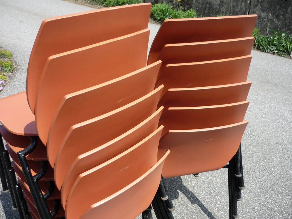 6 Stühle Stapelstühle Holzstühle Seminarstühle stapelbar 9