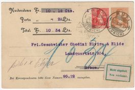 10 + 12 Rp. Helvetia auf Privatganzsachen NN von RÜTI (ZH)