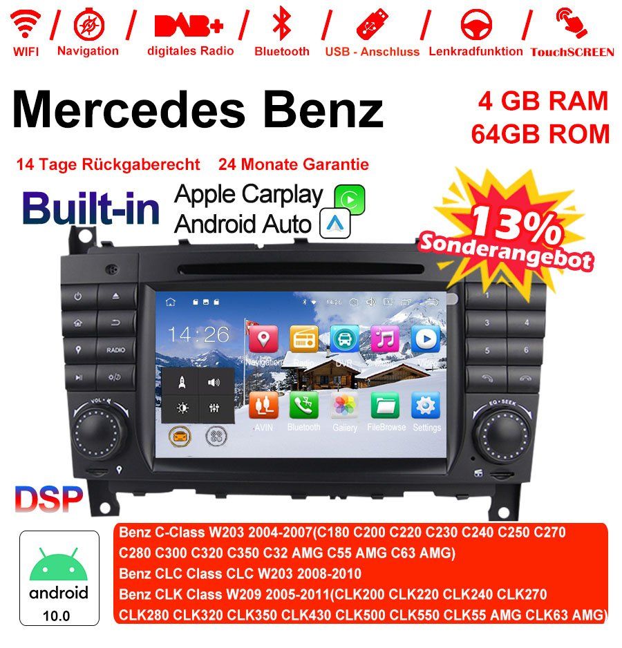 Radios: 7" Android 13 Mercdes BENZ C, CLC und CLK Klasse Multimedia – Neu und originalverpackt aus Malans GR von BUYBEST-Schweiz