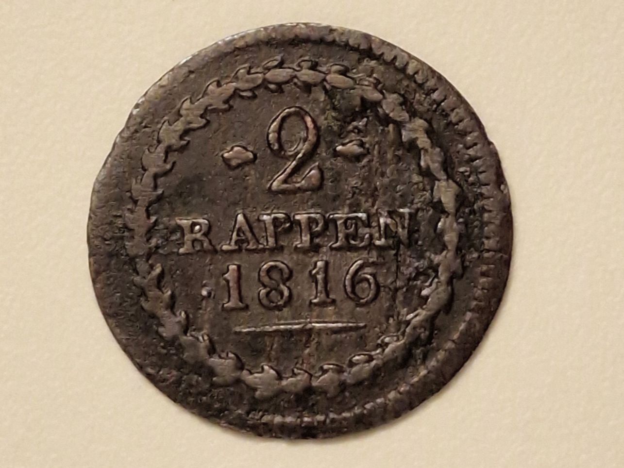 Tutti le monete: 1x Aargau 2 Rappen - 1816 – Usato da Rüti ZH venduto da jpee