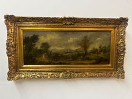 Ölgemälde auf Holz Englische Landschaft aus dem 19. Jh.