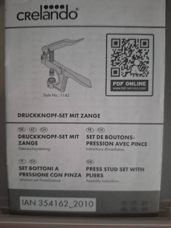 Kit bricolage: Druckknopf Set mit Zange – Usato da Wäldi venduto da Fergiu 1