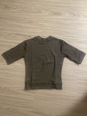 Damen Pullover kurzarm grau gold meliert Grösse XS