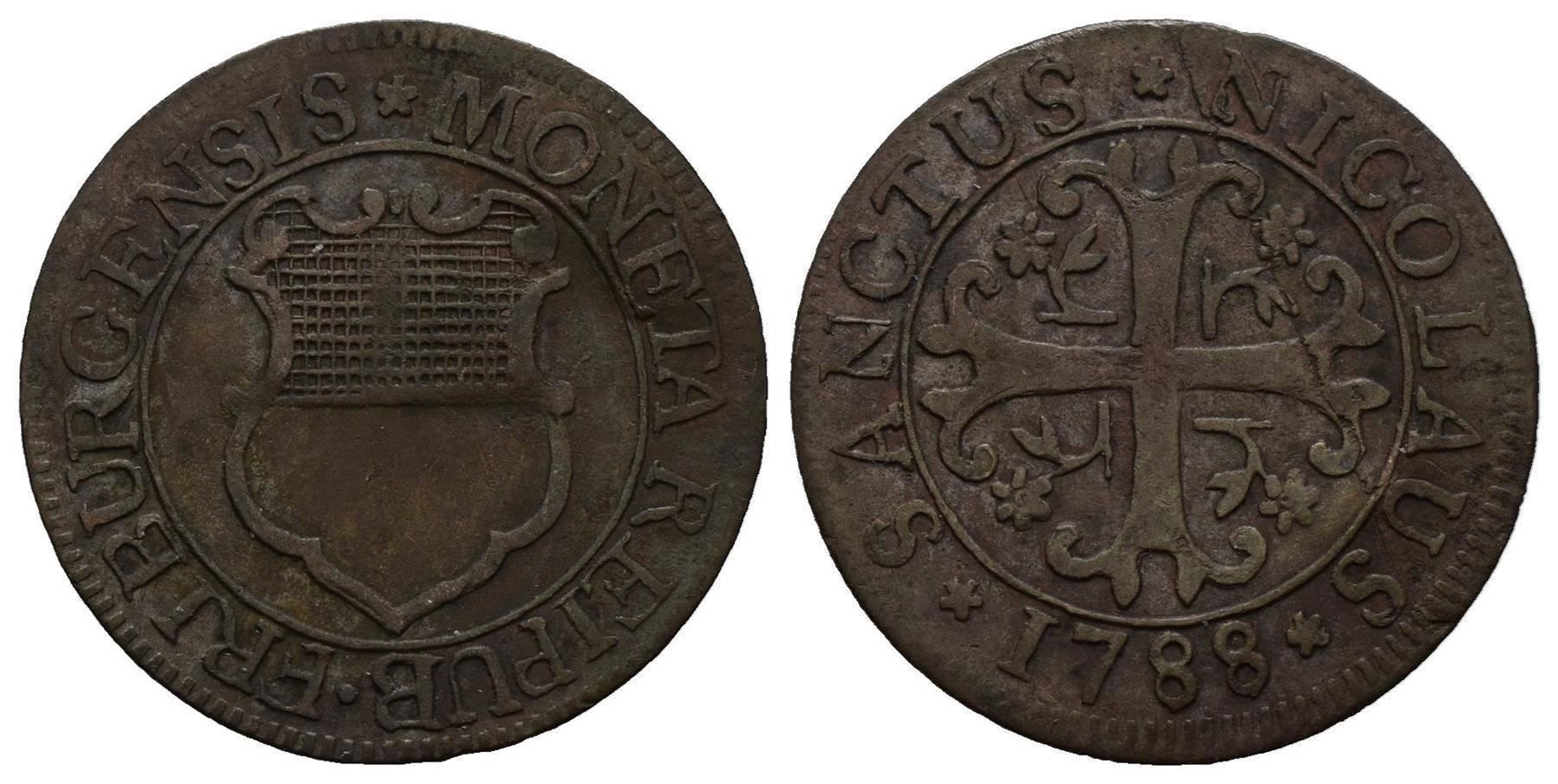 Tutti le monete: Freiburg Halbbatzen 1788  /3595 – Usato da Trimbach venduto da Solothurn1