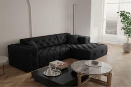 Ecksofa schwarz gesteppt Masse 270 cm x 173 cm neuwertig