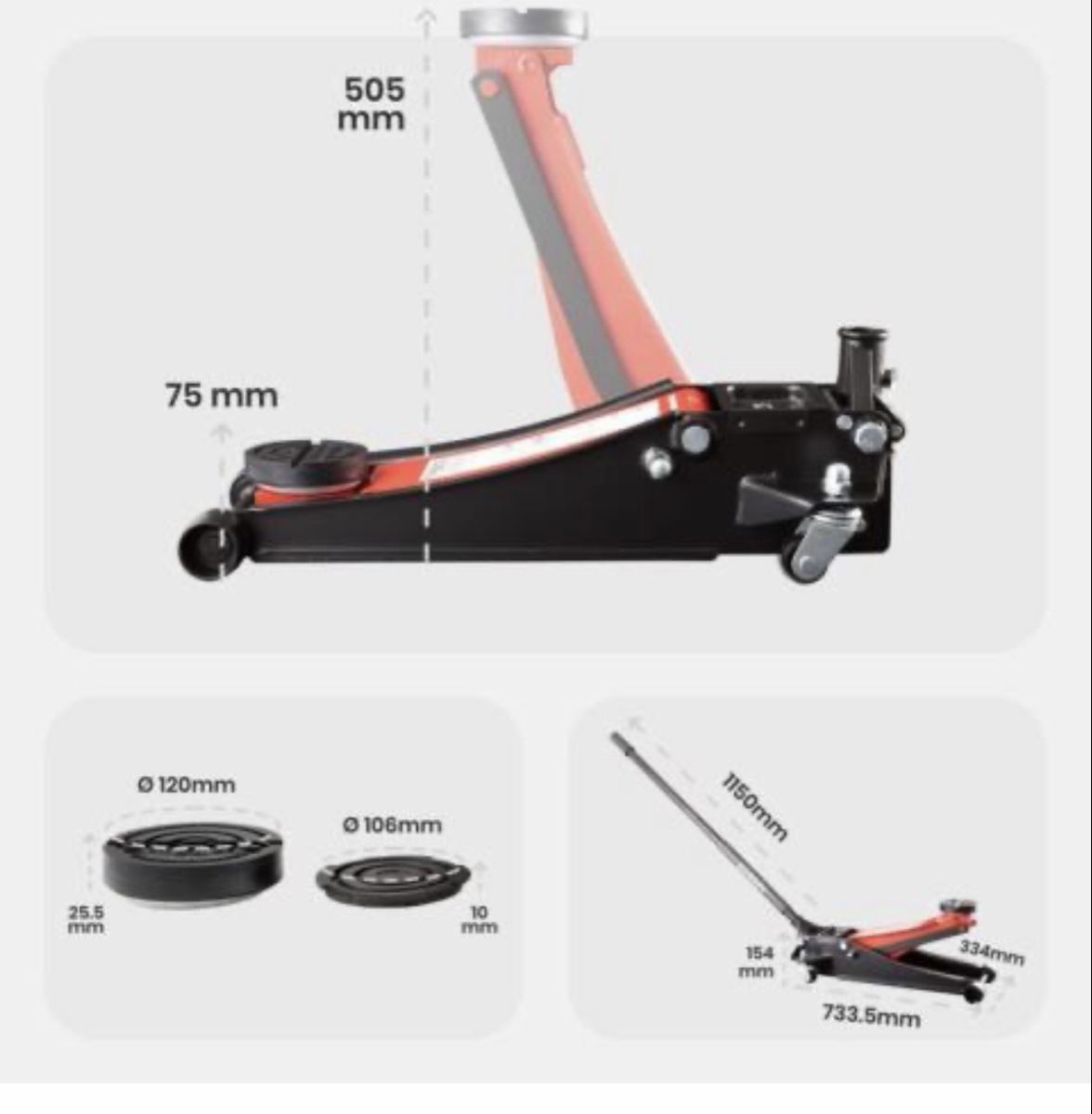 Piattaforme elevatrici & Crick: Hydraulischer Rangierwagenheber 3T – Nuovo e nell'imballaggio originale da Amriswil venduto da JaJa-Express 6