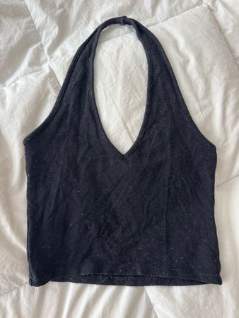 Top dos nu Brandy Melville noir chiné taille unique