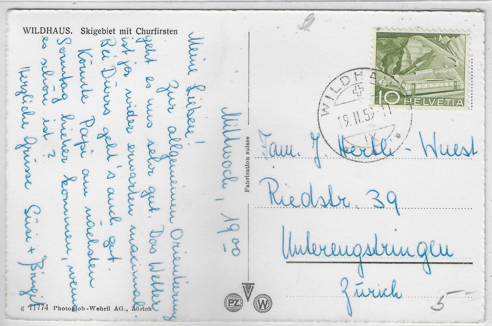 Cartoline postali: Wildhaus - Skigebiet mit Churfirsten – Usato da Ettingen venduto da Kartenplanet 1