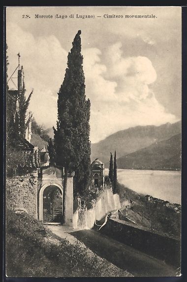 Cartoline postali: Morcote /Lago du Lugano, Cimitero monume – Usato da Berlin venduto da bartko-reher