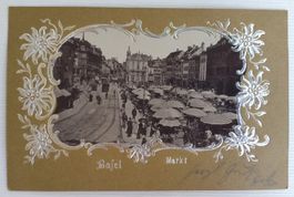 AK: Basel - Markt auf dem Basler Marktplatz, 1901
