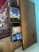 Table basse bois massif vintage 2 tiroirs style rustique