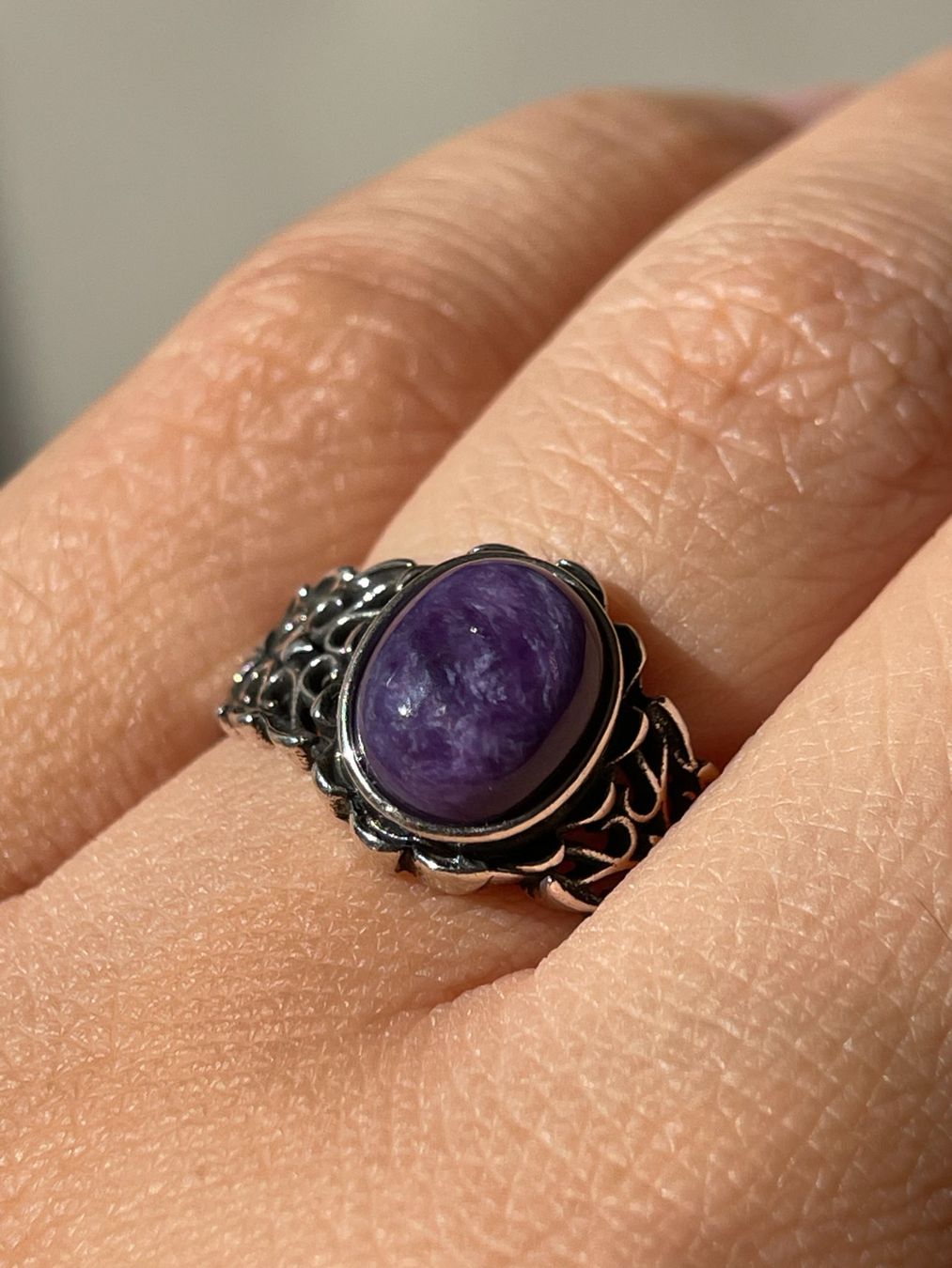 Anelli: Vintage-Ring mit Charoit Verstellbar – Nuovo e nell'imballaggio originale da Schiers venduto da sisikristall 4