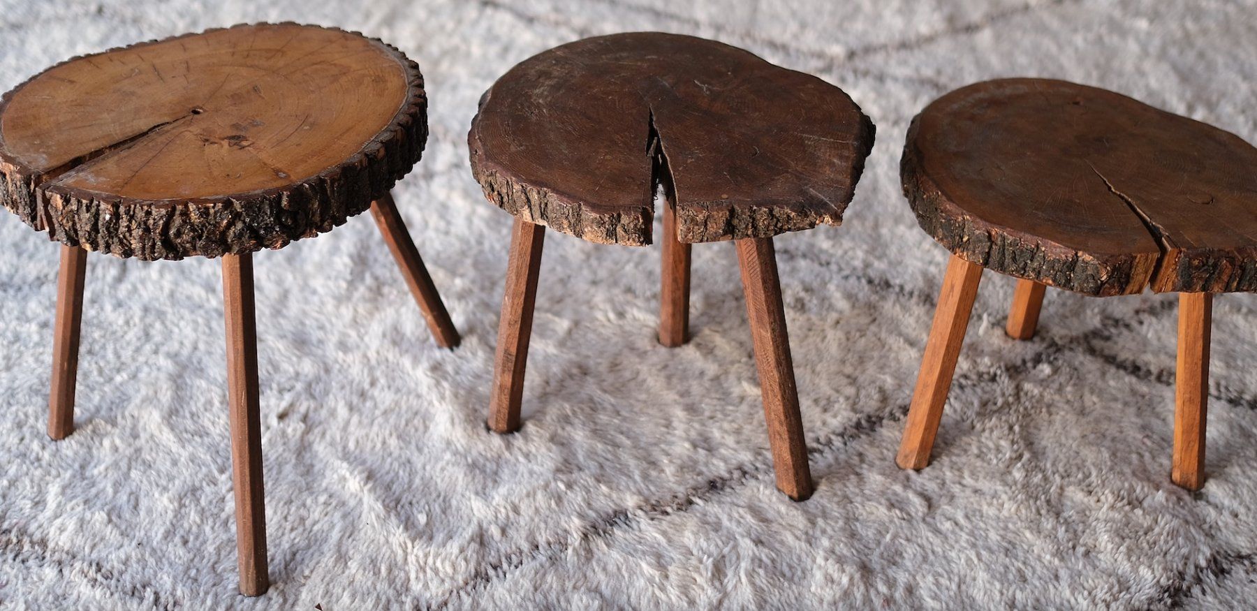 Tischset: 3 Beistelltische Rustic / Mid Century modern – Gebraucht aus Bern von Zmodern_VIN 8