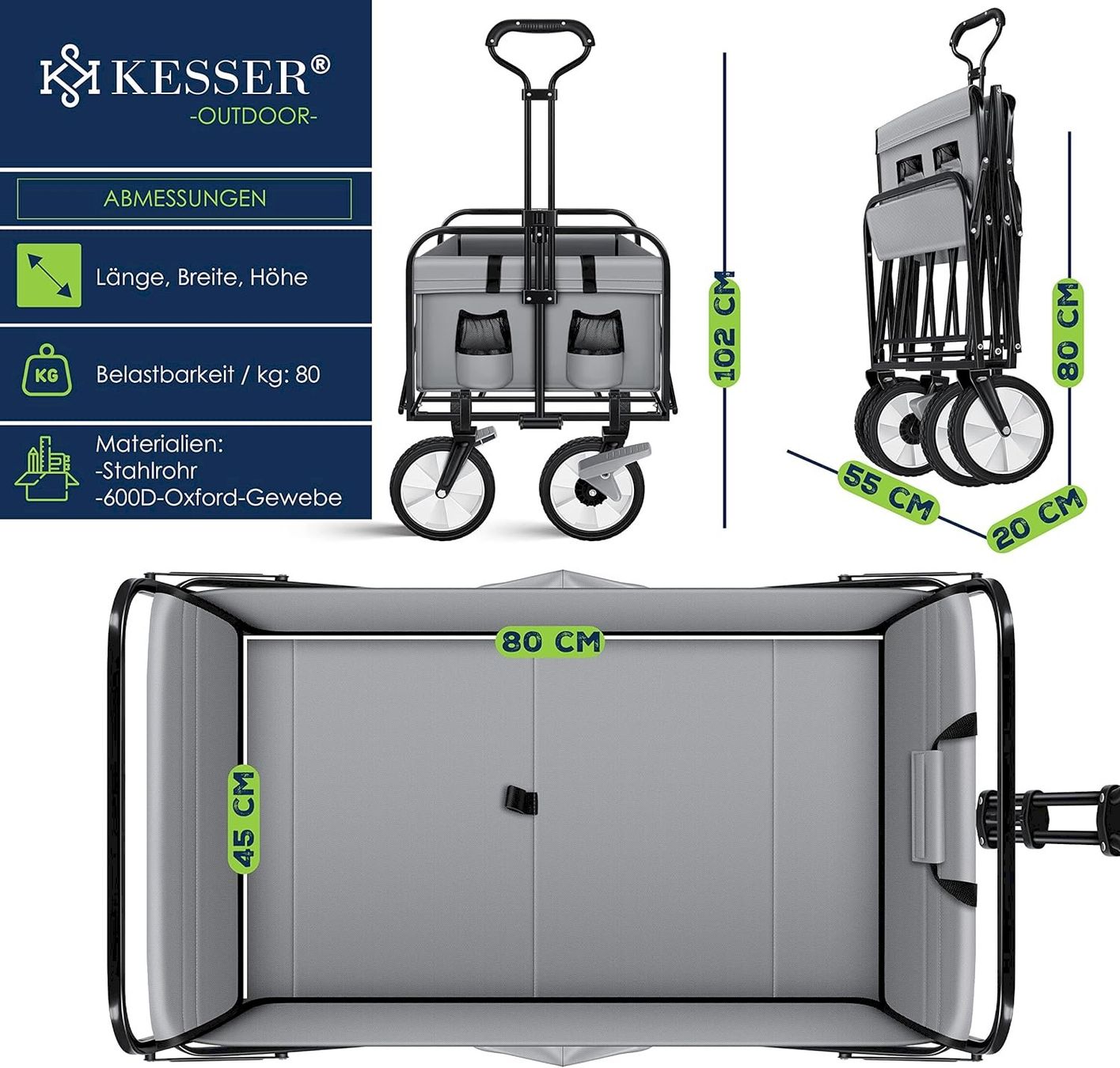 Altro in Utensili da giardino: KESSER Bollerwagen Faltbar Grau – Nuovo e nell'imballaggio originale da Bottighofen venduto da zaap 6