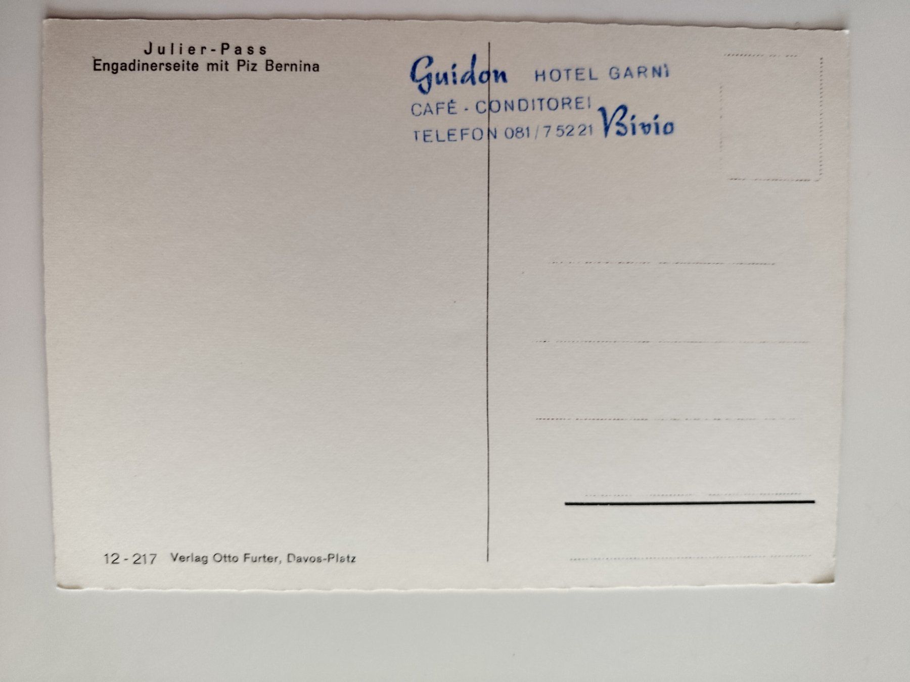 Cartoline postali: Julierpass-Postkarte, ungelaufen – Usato da Ohmstal venduto da Lebensfreude05 1
