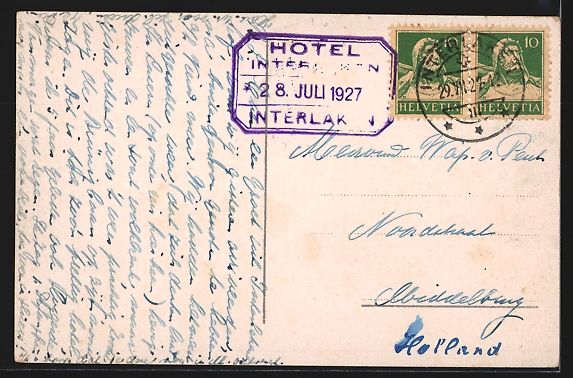 Cartoline postali: Interlaken, Höheweg, Hotel Interlaken – Usato da Berlin venduto da bartko-reher 1
