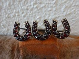 Antike Granat Brosche / Hufeisen
