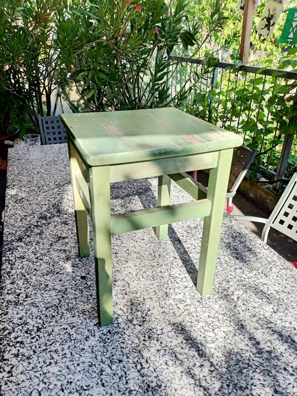 Ikea Sgabelli: Tabouret, Hocker Holz grün gestrichen abgenutzt – Usato da Flamatt venduto da Marpou 4