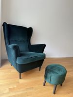 Vintage Samtsofa mit Hocker