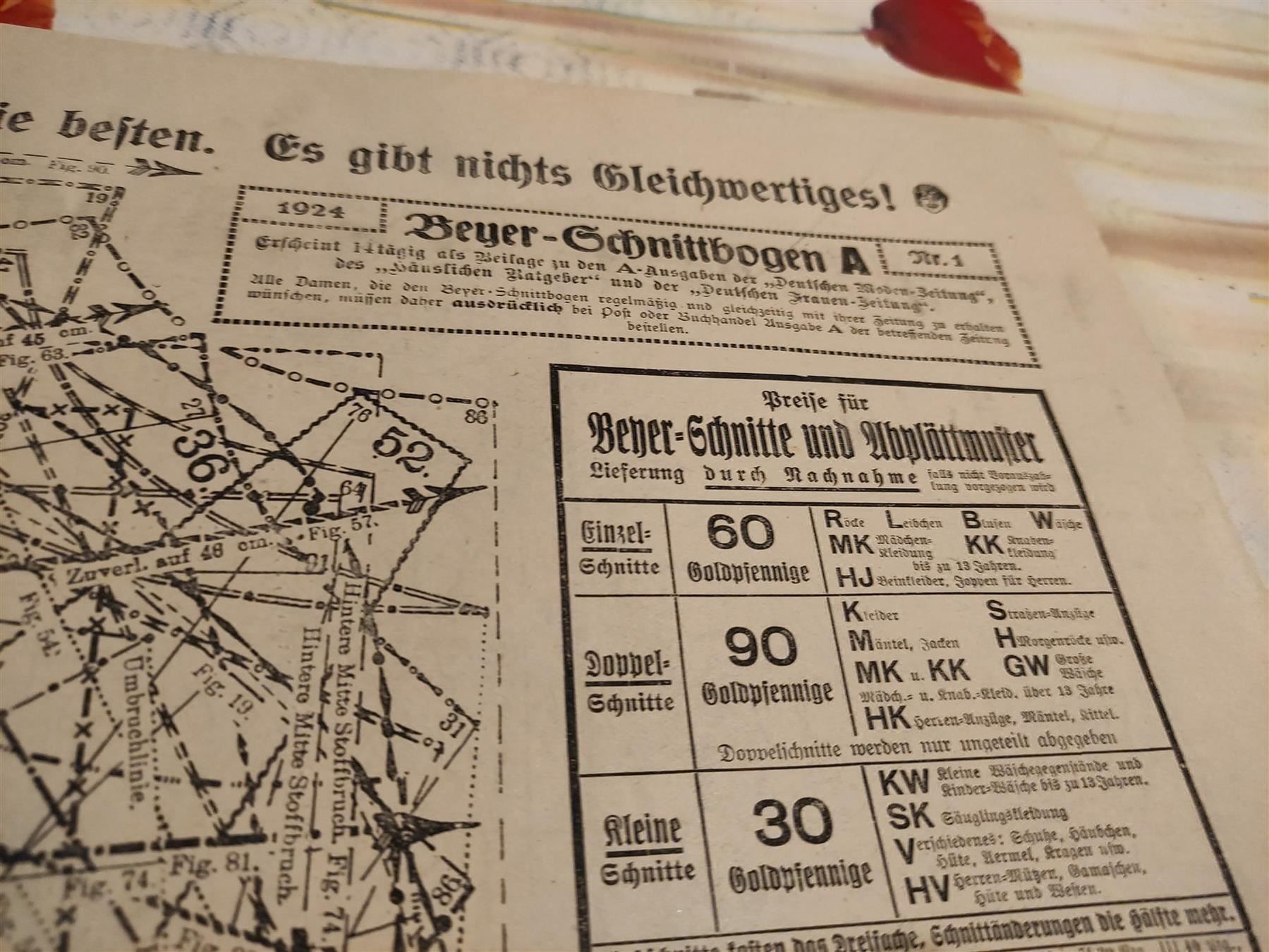 Schnittmuster: Schnittbogen Schneider Handarbeit Beyers Modewelt A 1924 1 – Gebraucht aus Luzern von leseratte24 7