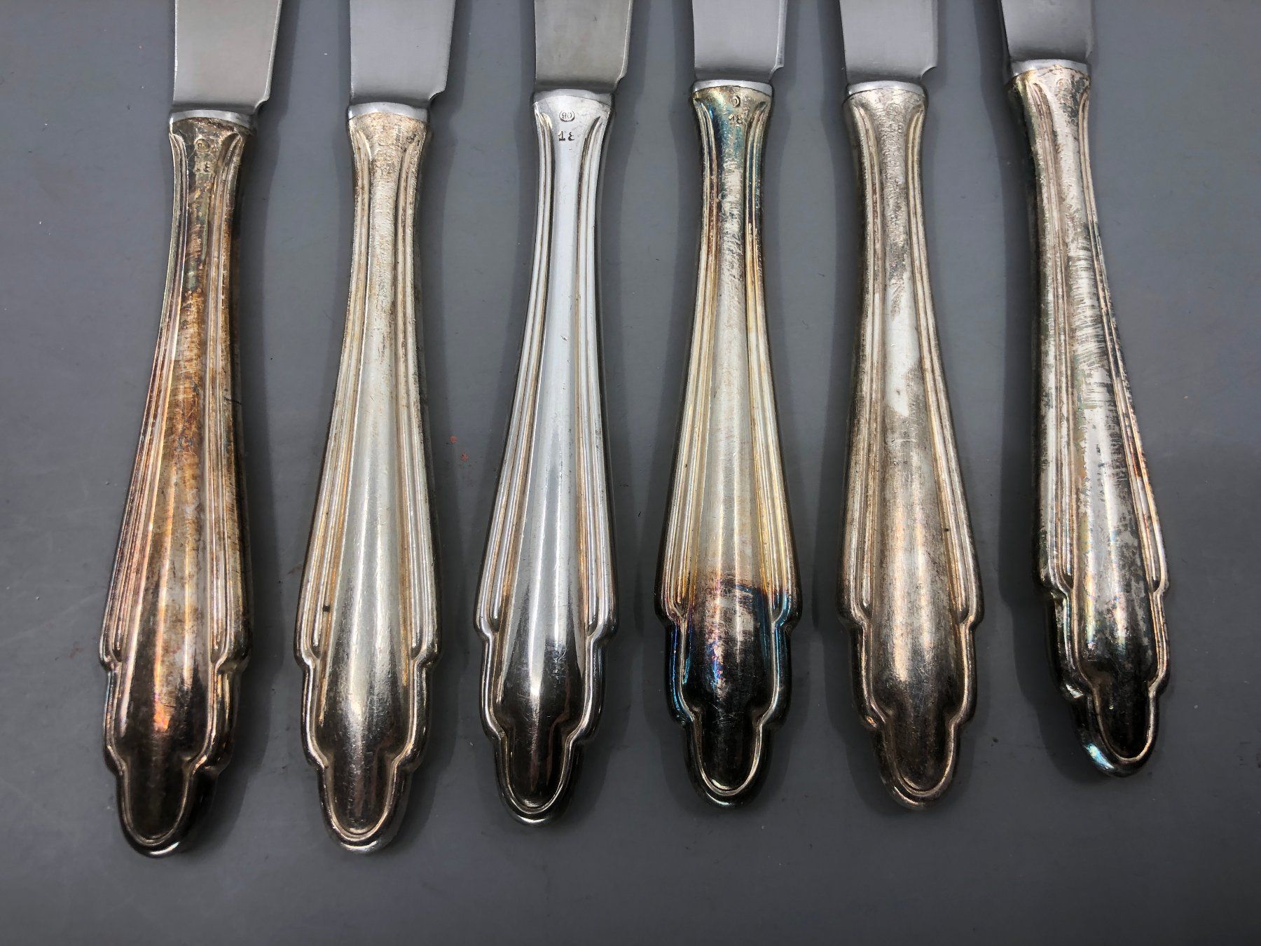 Posate: 6 Tafelmesser versilbert Skandinavisches Design – Usato da Basel venduto da Tiabeanie 6