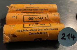 (Nr. 214) 3 Rollen 1 Räppler (3x Originalrollen à 50 Münzen)