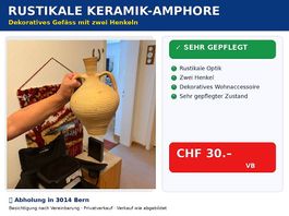  Rustikale Keramik-Amphore  dekoratives Gefäss