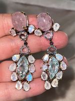 Master piece Set Gemstones 925SS & 14k Gold Earrings & Ring