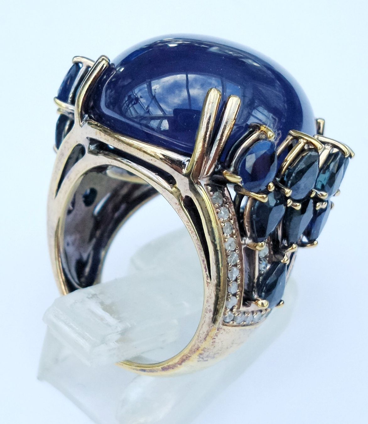 Anelli: Damenring Saphir & Chalcedon Silber vergoldet – Nuovo (secondo la descrizione) da Zürich venduto da Bieter04 1