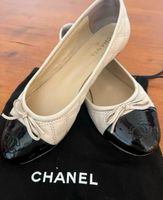 Ballerinas Chanel Leder gesteppt schwarz weiss Gr 38